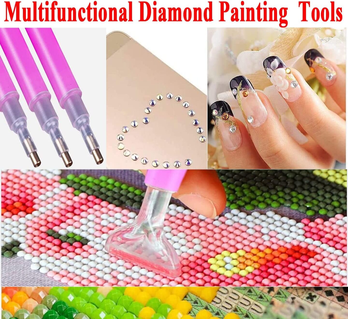 Diamond Painting Accessories &#x26; Art Tool Supplies-60PCS Diamond Painting Glue Clay-DIY Embroidery Wax Tacky Kit-Glue Dot Clay Paint Pen for Craft 5D Cross