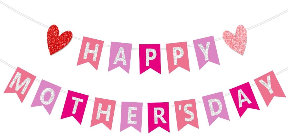Happy Mother&#x27;s Day Banner Decorations Glitter