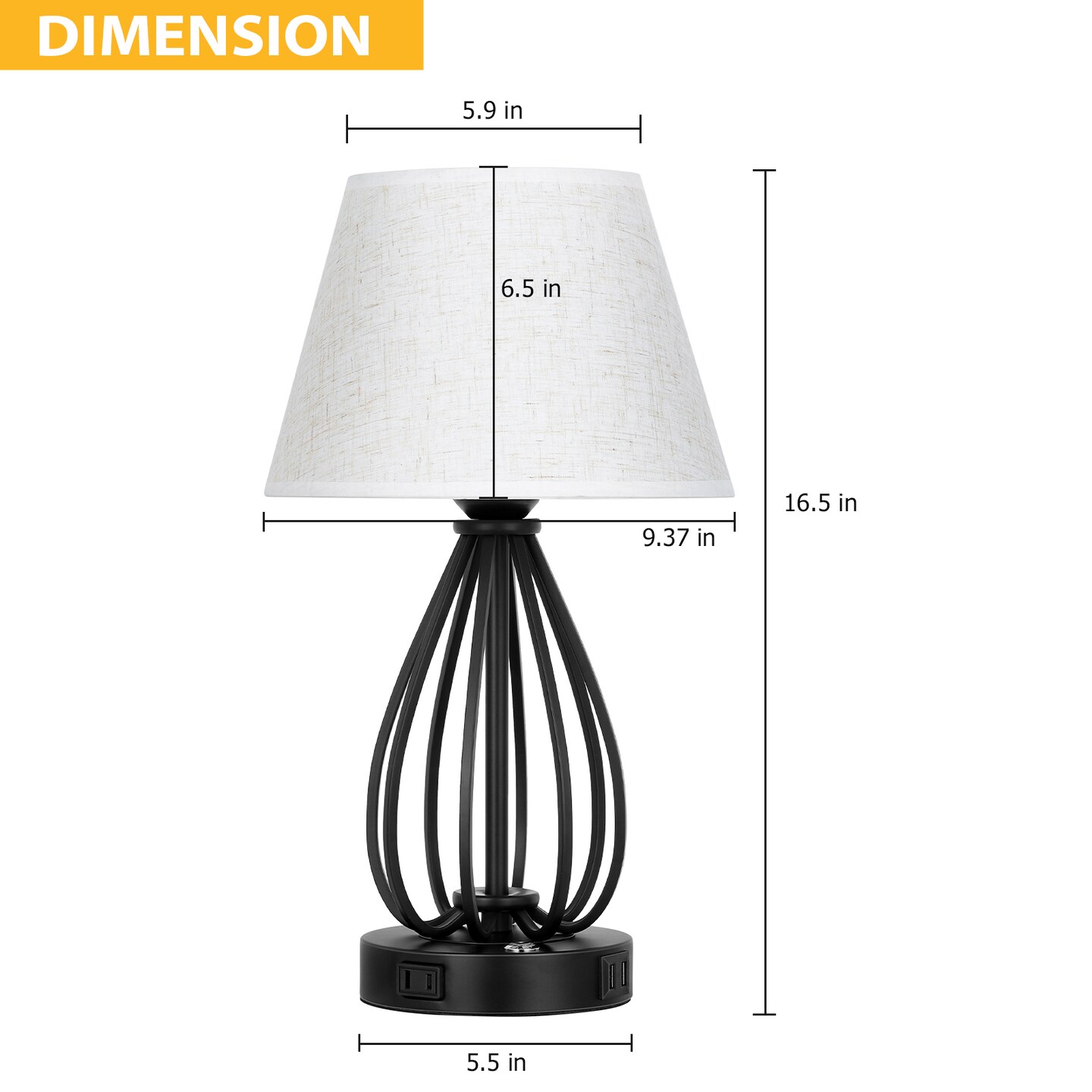 2pcs USB Touch Control Desk Lamp Set Bedside Table Lamps with AC Socket &#x26; Dual USB Ports, 3-Way Dimmable, Linen Shade Eye-Caring Nightstand Lighting
