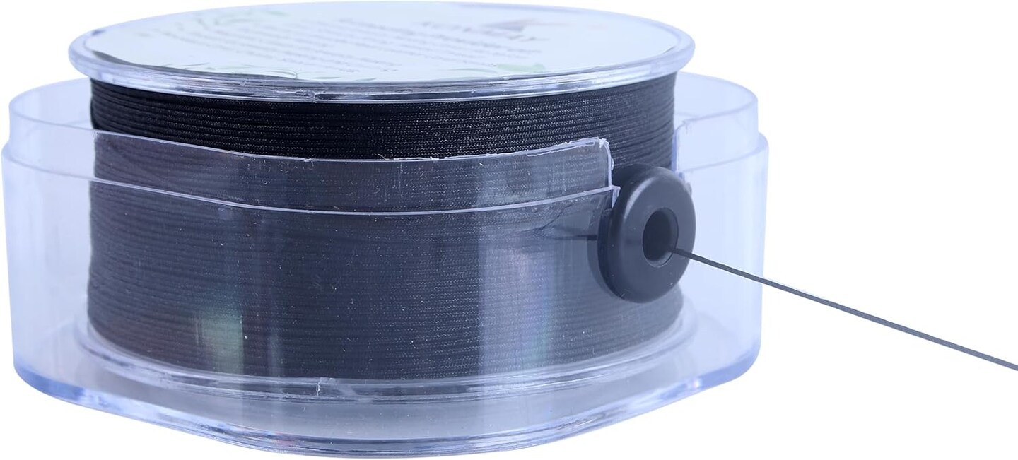 0.4mm Black Nylon String with Case for Bracelets,163 Yards Thin Braided Nylon Satin Cord for Jewelry Making, Beading,Chinese Knotting, Kumihimo, Macram&#xE9;