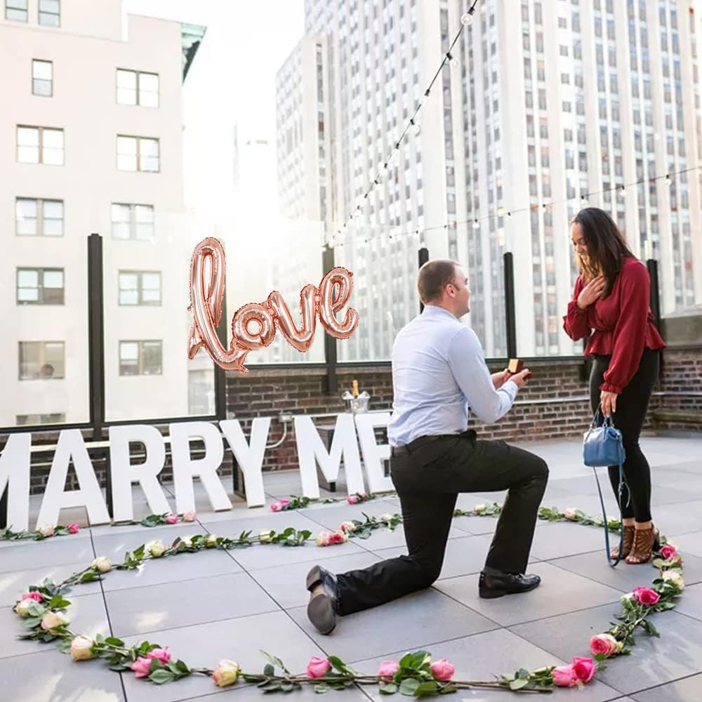 Large Rose Gold LOVE Foil Balloons Banner,42 Inch Mylar Foil Letters Balloons Reusable Material for Romantic Valentine&#x27;s Day Wedding Bridal Shower Anniversary Engagement Party Decorations