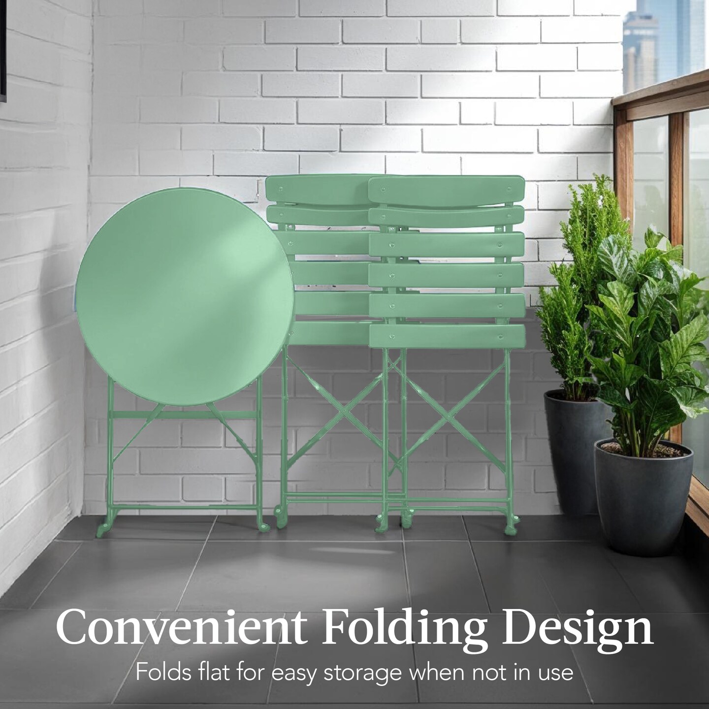 Best Choice Products 3-Piece Small Bistro Set, Folding Patio Furniture Set of 2 Chairs and Table