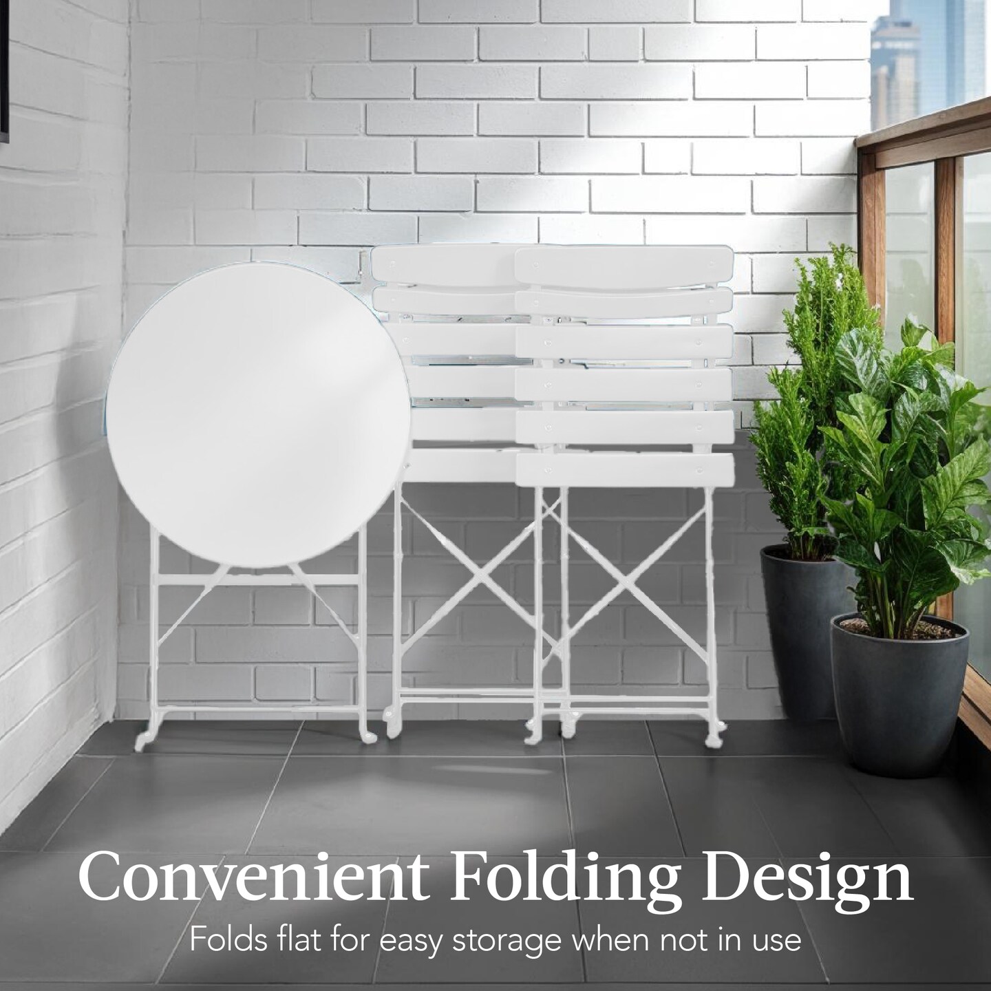 Best Choice Products 3-Piece Small Bistro Set, Folding Patio Furniture Set of 2 Chairs and Table