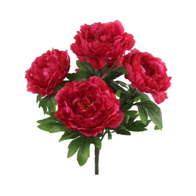 Peony Bush w/ 5 Silk Blooms 20&#x22; - 3 PACK