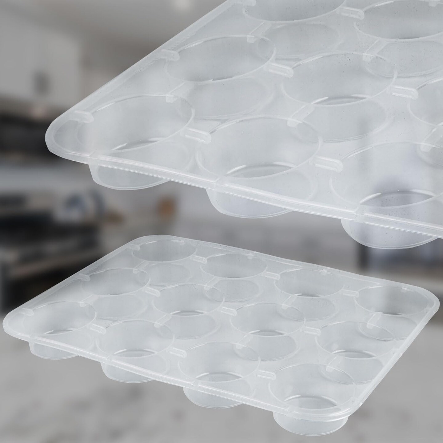 Silicone Muffin Pan, Transparent 12 Cups Muffin Pans for Baking, Non Stick, Silicone Cupcake Pan - Regular Size Muffin Tin (2 Pack)