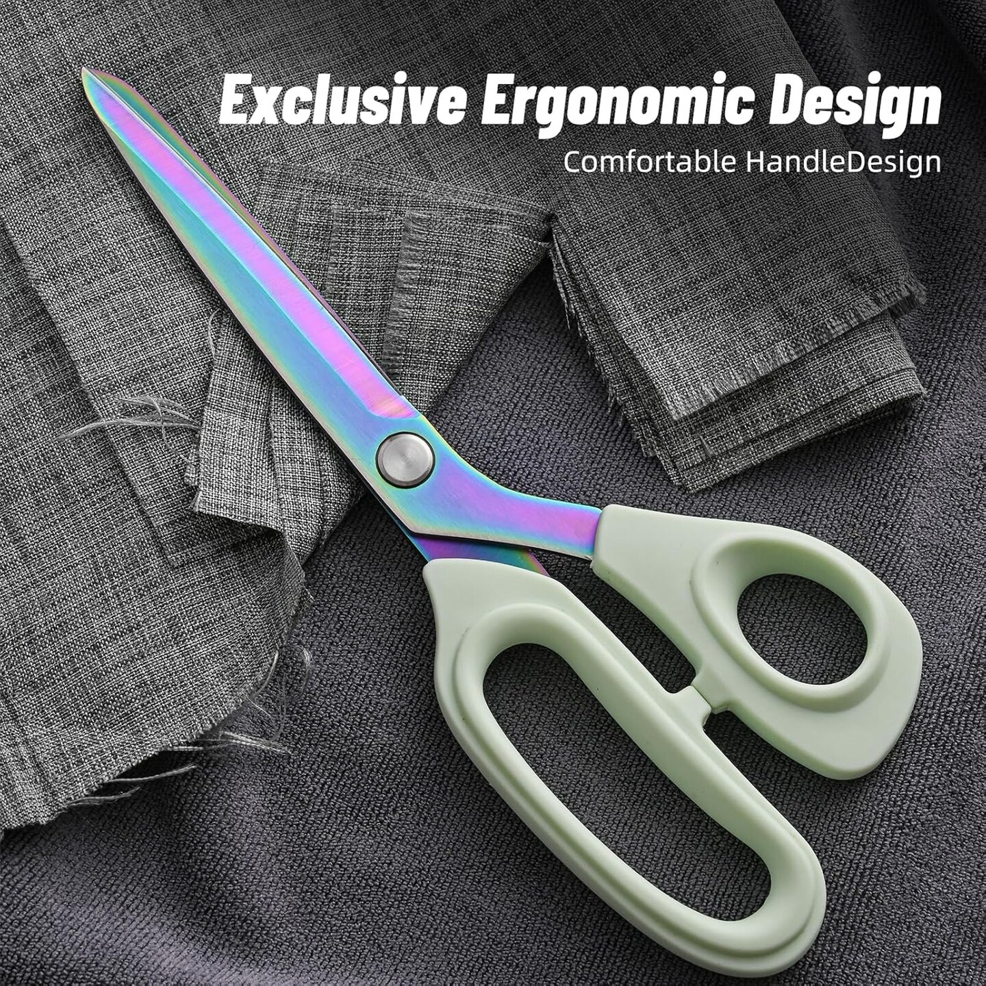 Premium Fabric Scissors Heavy Duty Multi-Purpose Titanium Coated Stainless Steel Leather Sewing Tailor&#x27;s Scissors with Comfortable Handles, Craft Clothing shears