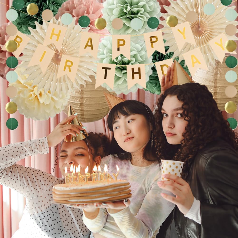 Sage Green and Dusty Pink Birthday Decoration(Sage Green, Dusty Pink)