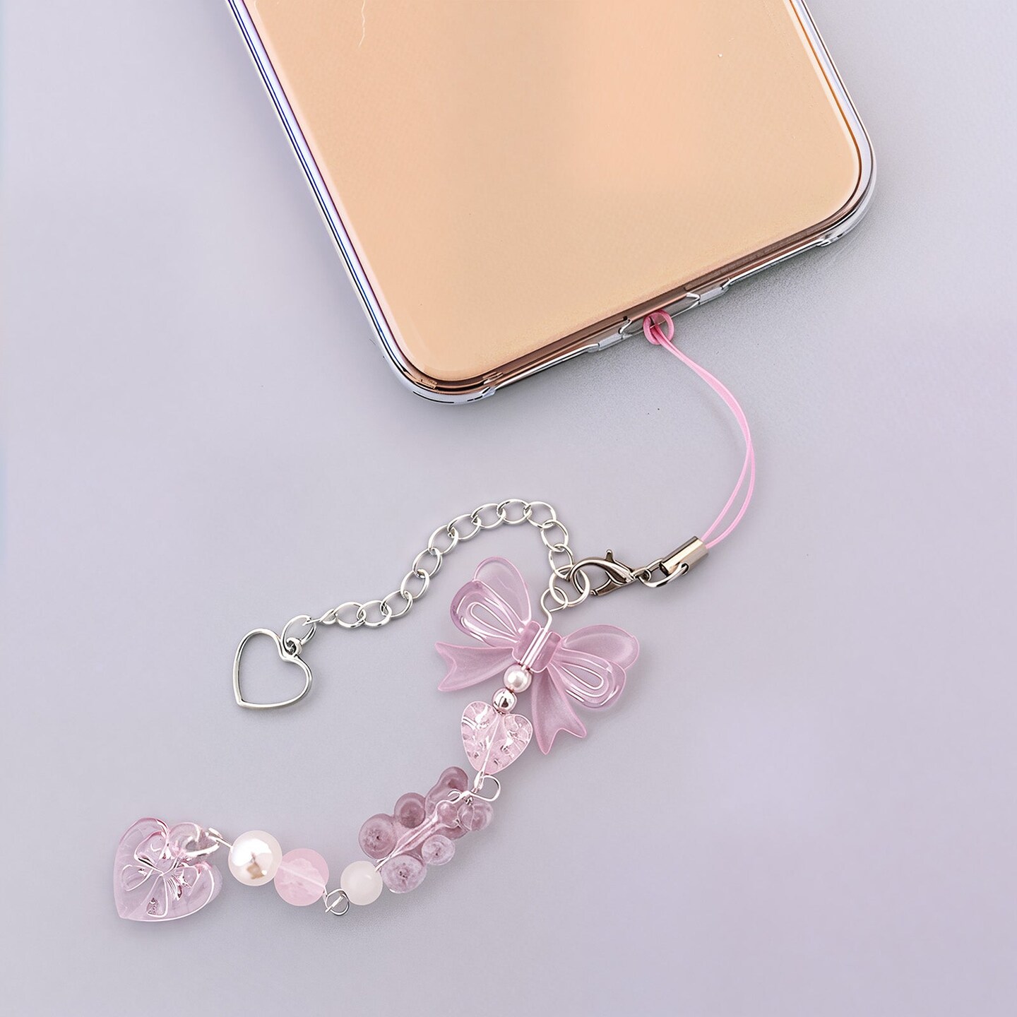 Wrapables Cute Aesthetic Y2K Cell Phone Charms, Accessories for Keychain Handbag Pendant (Set of 2), Lilies and Bows