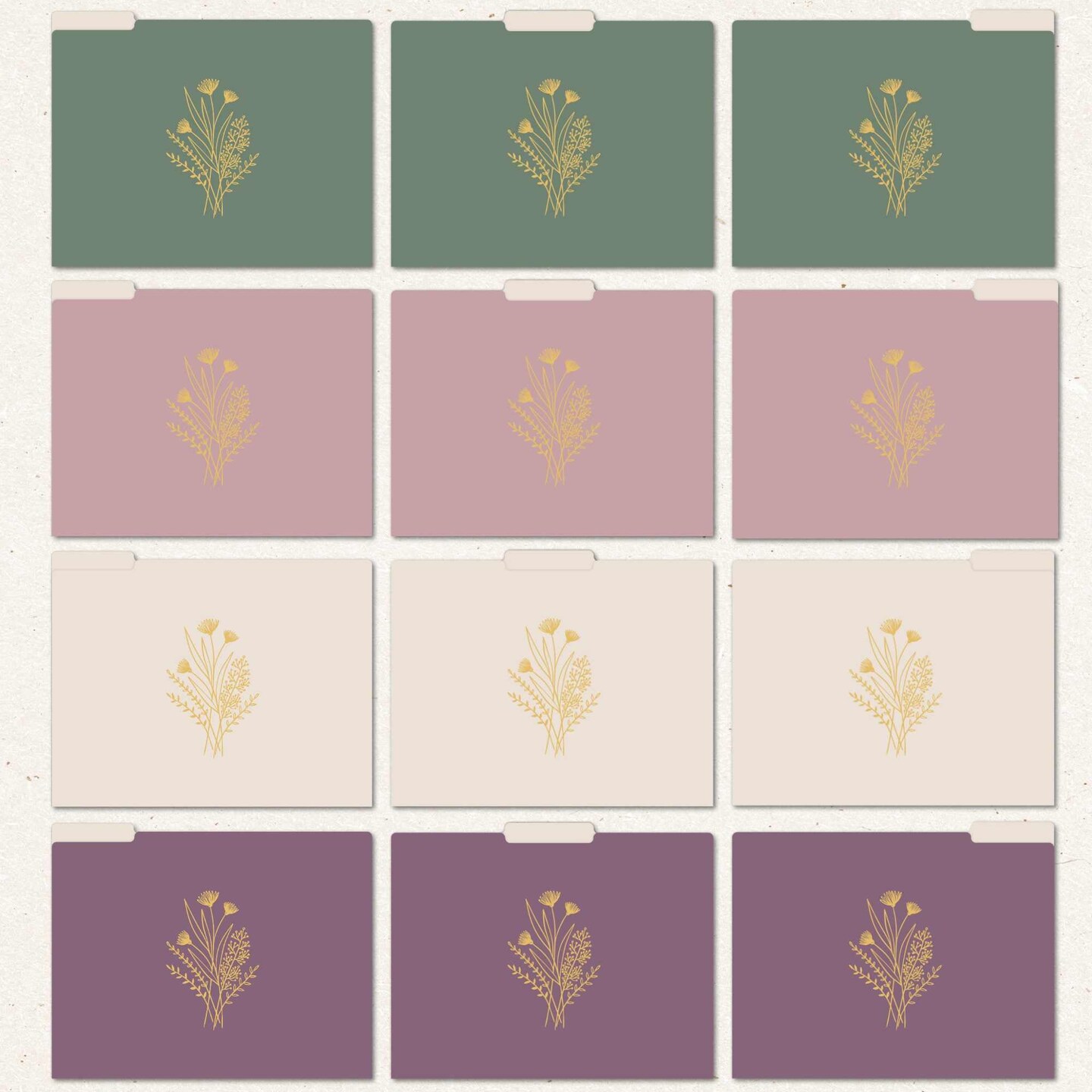 bloom daily planners File Folder Set, 12 Pack, Gold Foil Florals