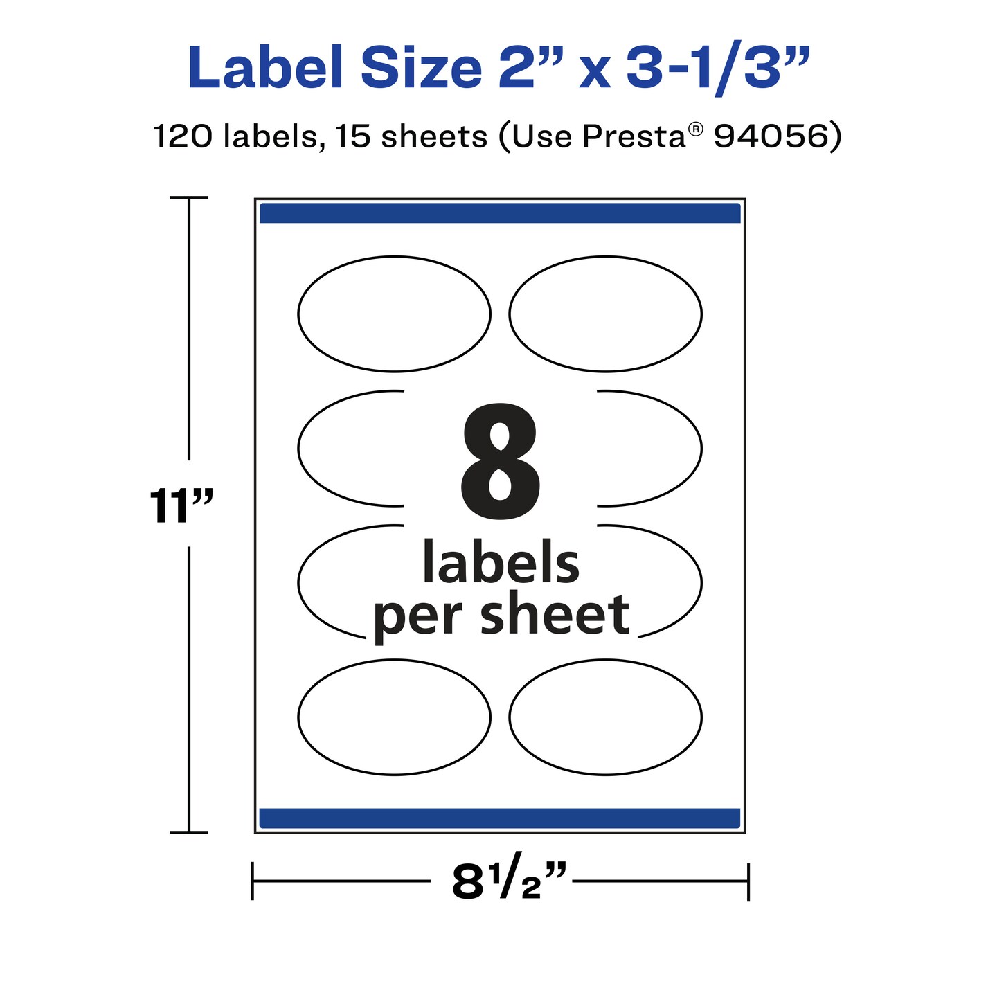 Avery Matte White Removable Oval Labels with Sure Feed Technology, Print-to-the-Edge, 2" x 3-1/3"