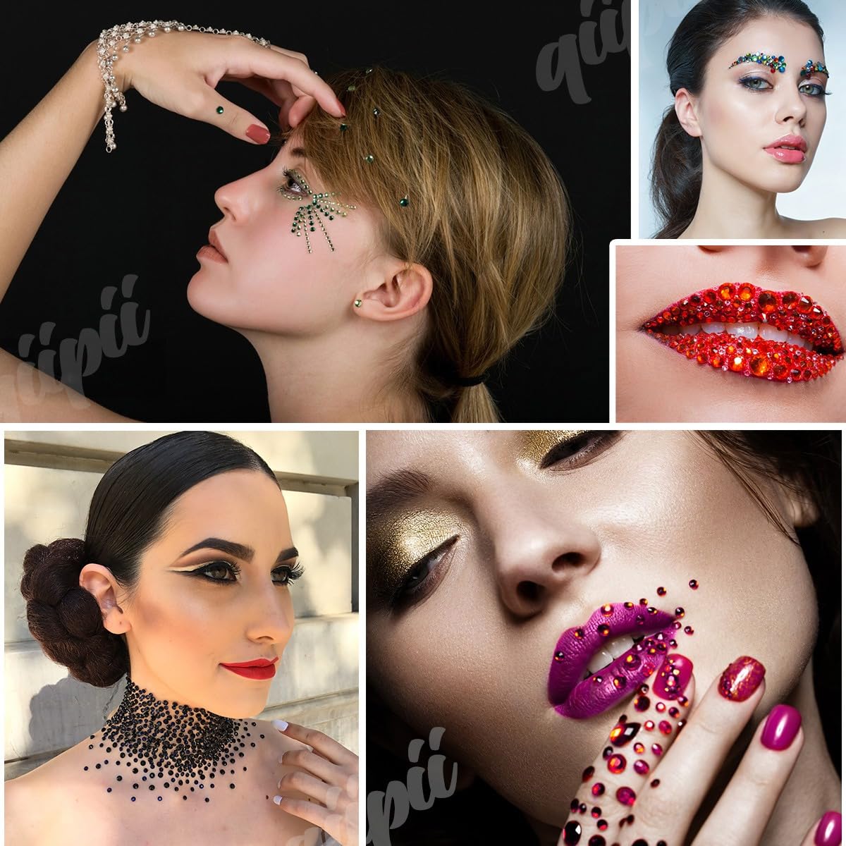 qiipii Hot Pink AB Resin Rhinestones for Bedazzling Crafting 2mm 3mm 4mm 5mm 6mm Rose Pink Flatback Jelly Stones Diamonds Gems for Face Eyes Makeup Tumblers Mugs Bottles Crafts Clothes Shoes Phones