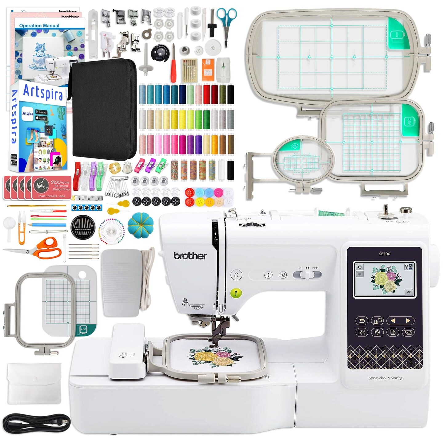 Brother SE700 Embroidery & Sewing Machine with Deluxe Hoop Bundle