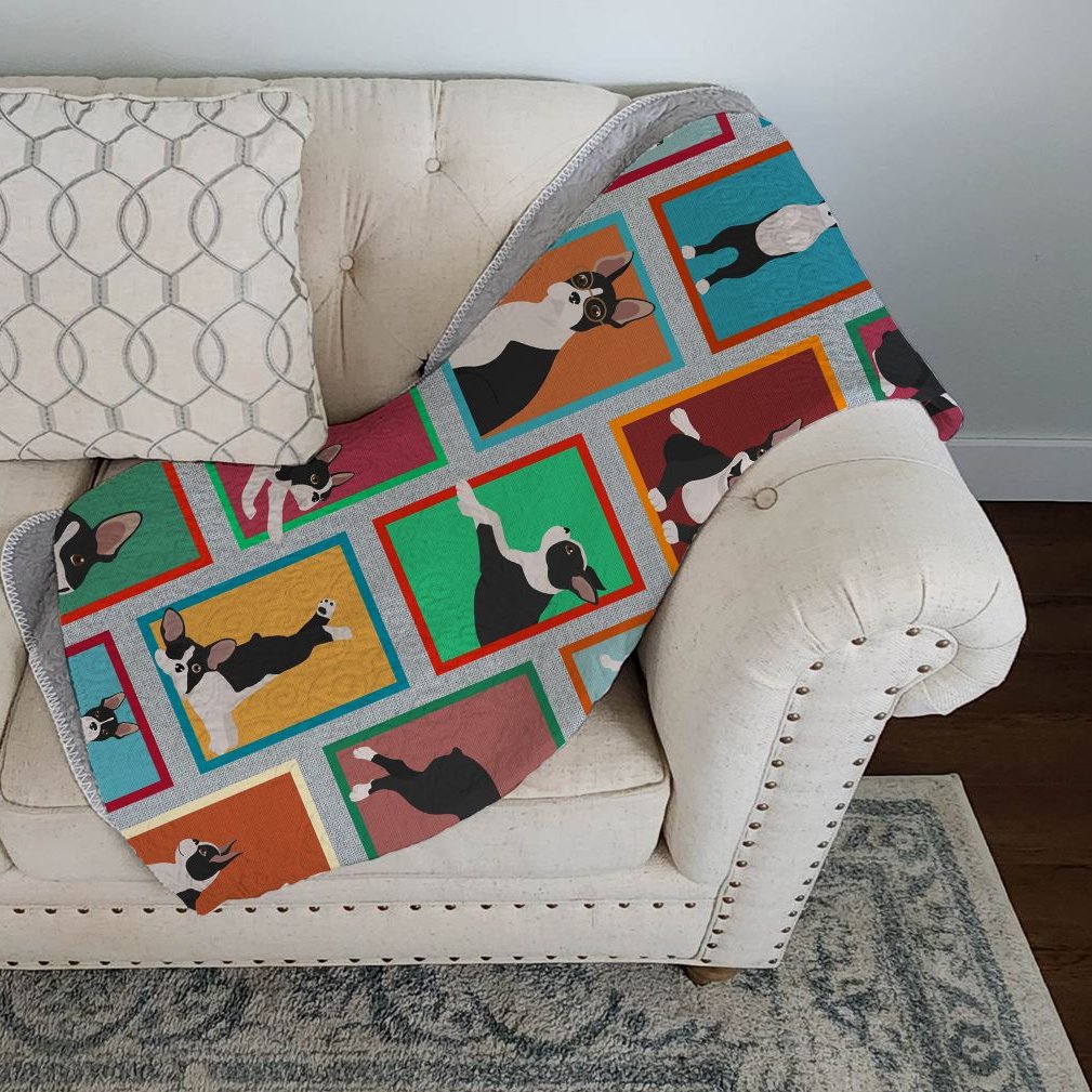 Edge Collections - 50" x 60" - Multicolor - Boston Terrier Cozy Quilted Throw Blanket - 1 Piece