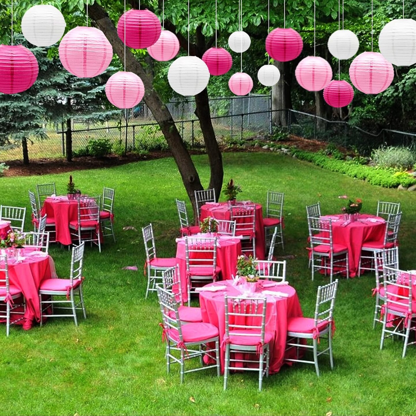 Round Chinese Paper Lanterns(&#x9;Pink)