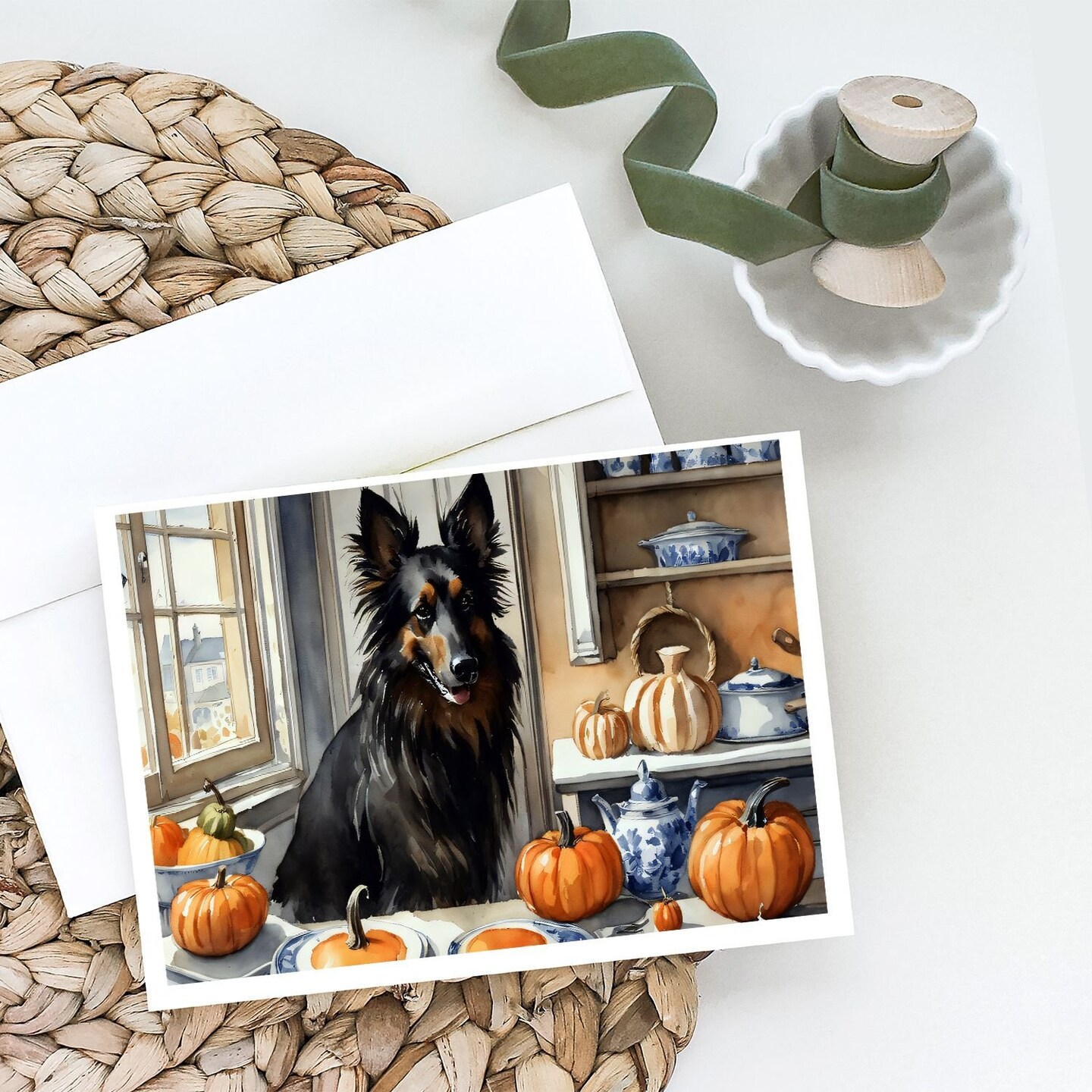 Edge Collections - 5" x 7" - Orange - Blank Pumpkin Greeting Cards - 8 Pieces
