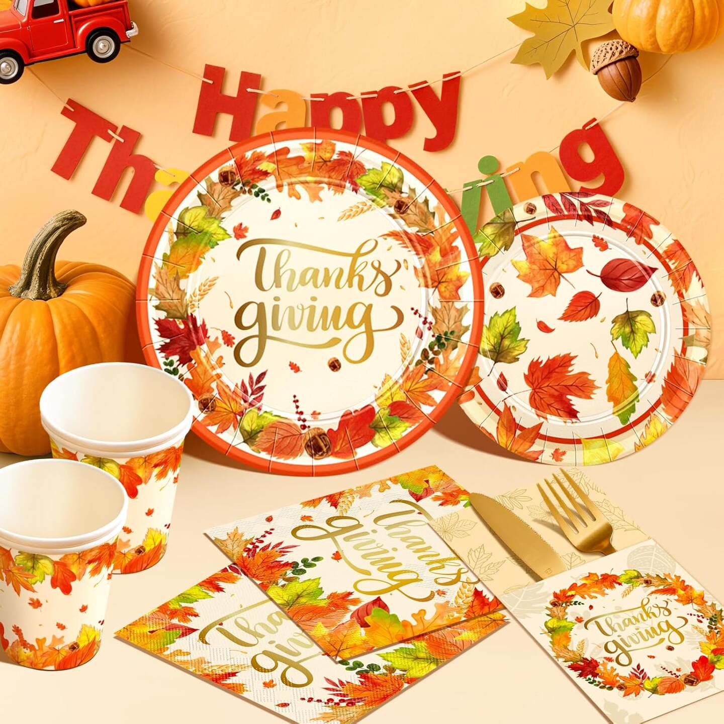 Thanksgiving Plates and Napkins Dinnerware(1 x 1 x 1 inches)