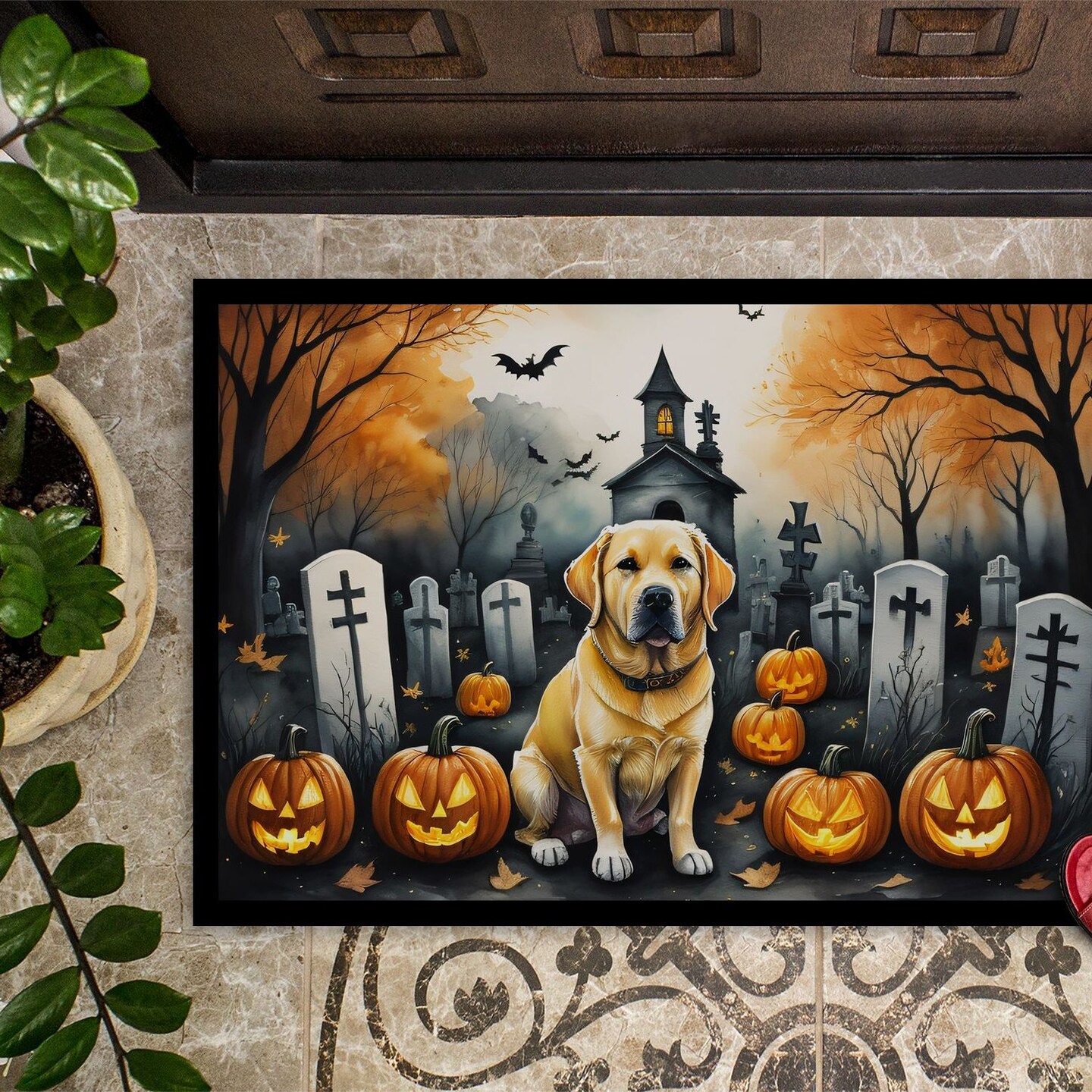 Edge Collections - 24" x 36" - Multicolor - Halloween Labrador Retriever Doormat - 1 Piece