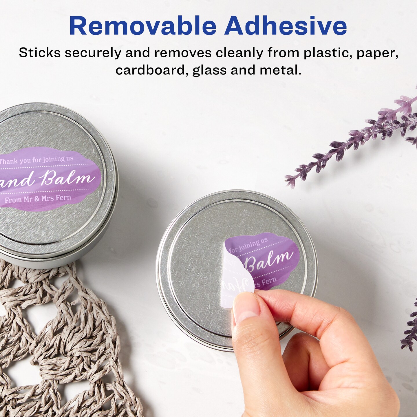 Avery Matte White Removable Oval Scalloped Labels with Sure Feed Technology, Print-to-the-Edge, 1-1/8" x 2-1/4"