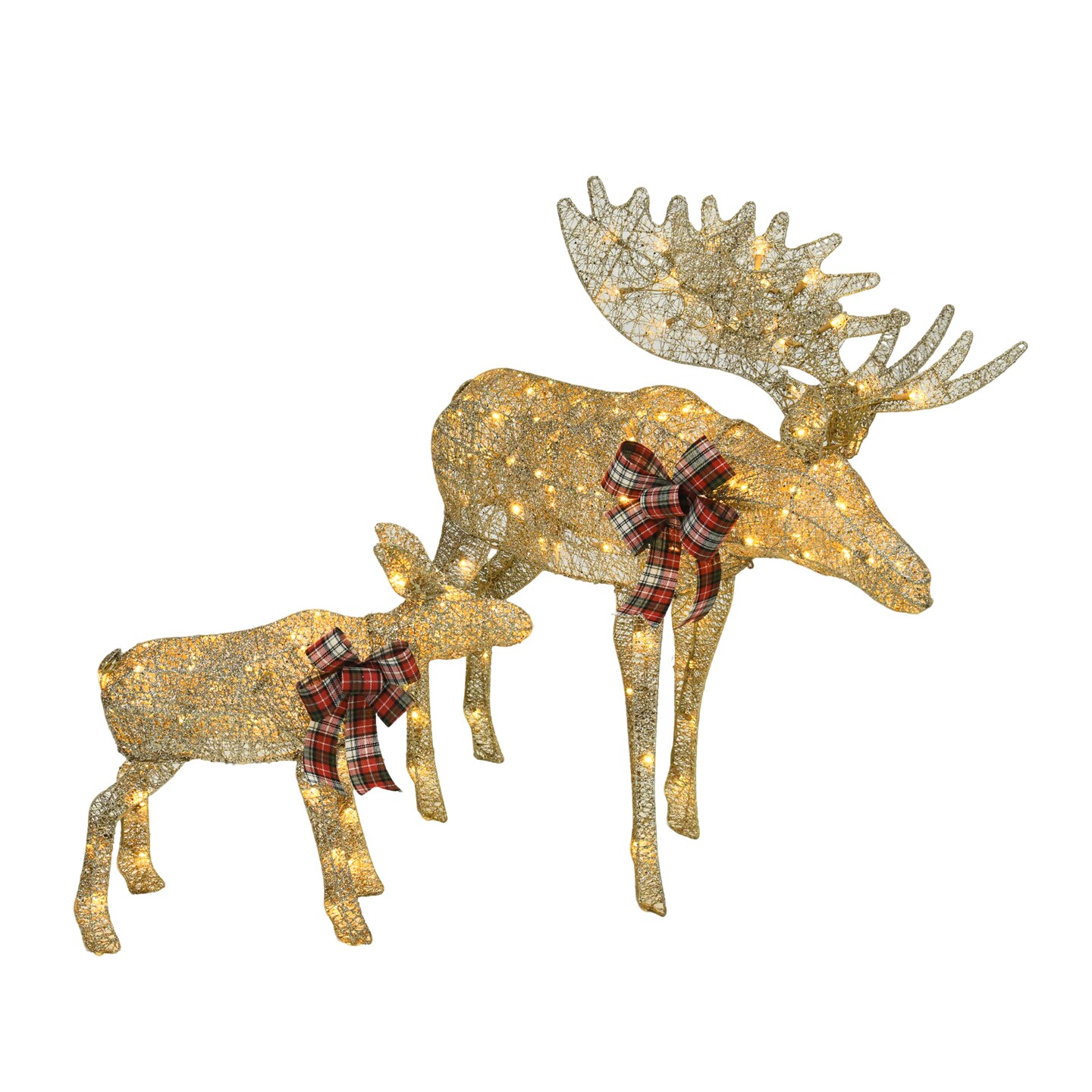 Champagne Cotton Rope Reindeer with LED Lights Holiday Decoration 42&#x22; H &#x26; 22&#x22; H