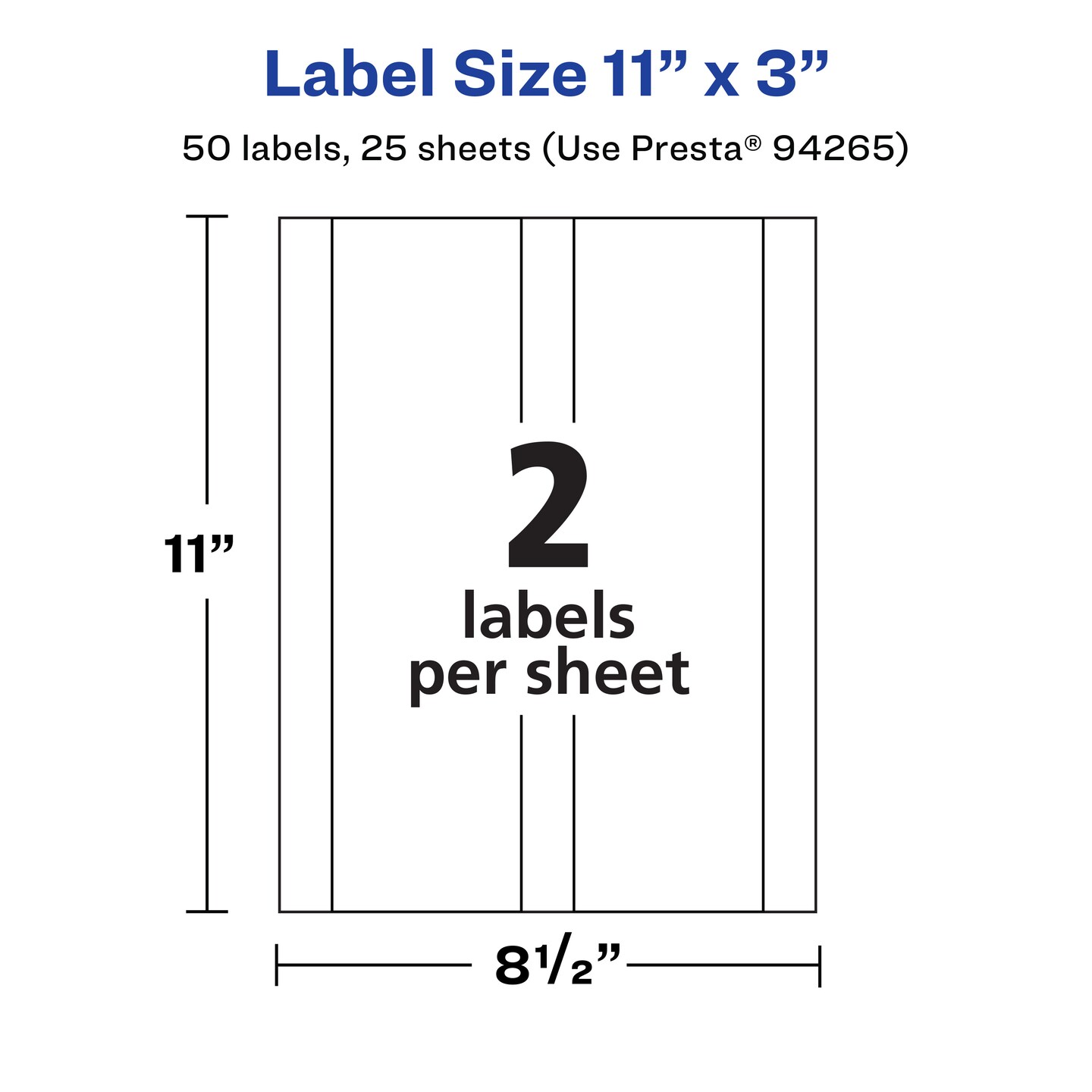 Avery Matte White Removable Rectangle Labels, 11" x 3"