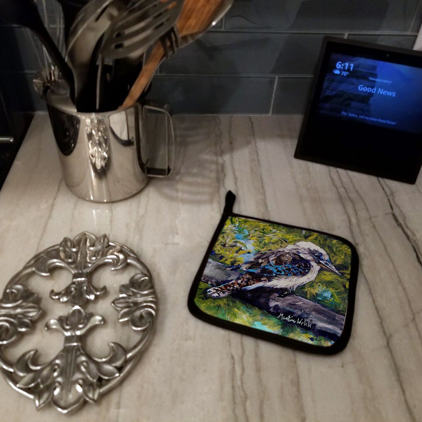 Edge Collections - 7.5" x 7.5" - Multicolor - G'Day Mate X Bird Pair Of Pot Holders Kitchen Heat Resistant - 1 Pair