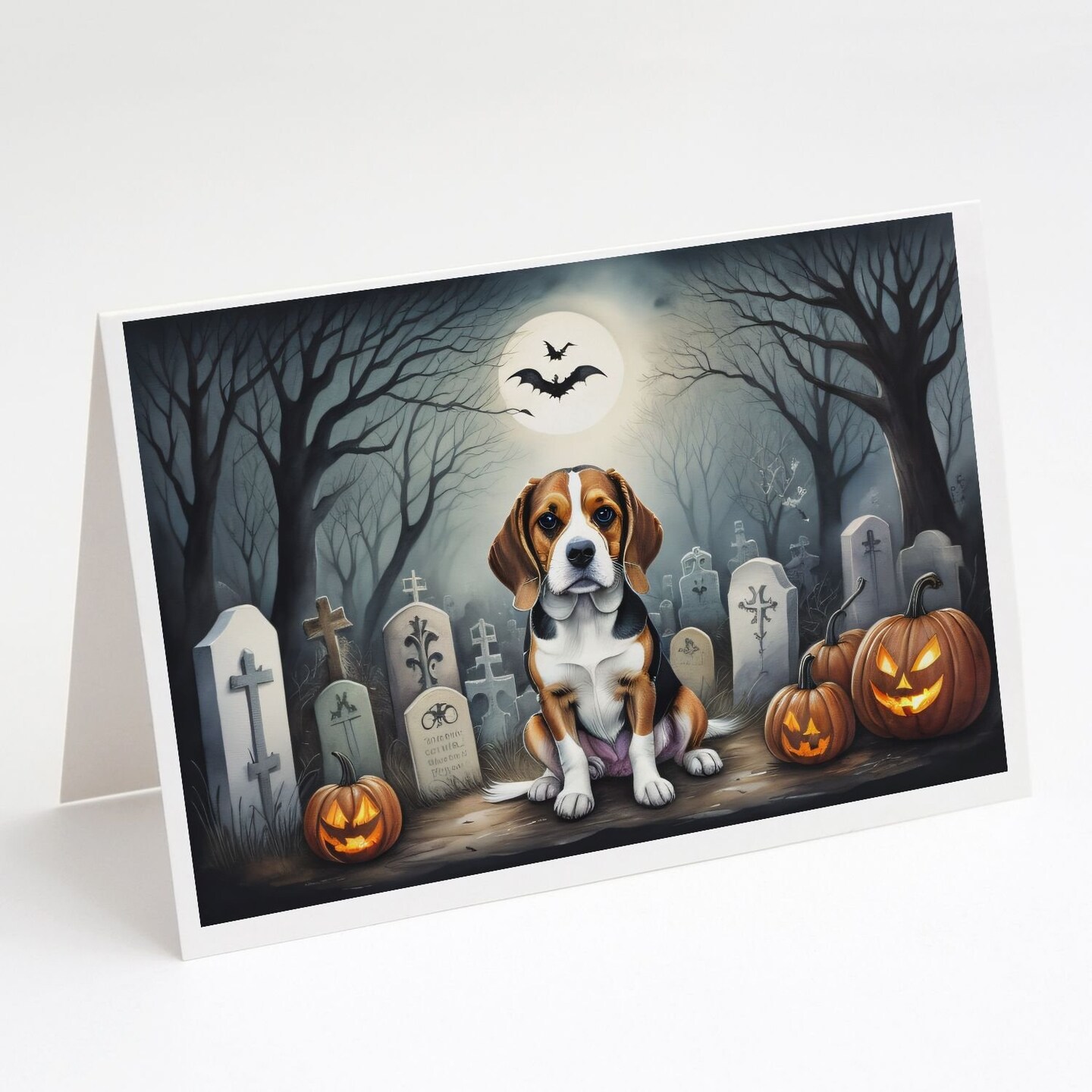 Edge Collections - 5" x 7" - Multicolor - Beagle Spooky Halloween Greeting Cards - 8 Pieces