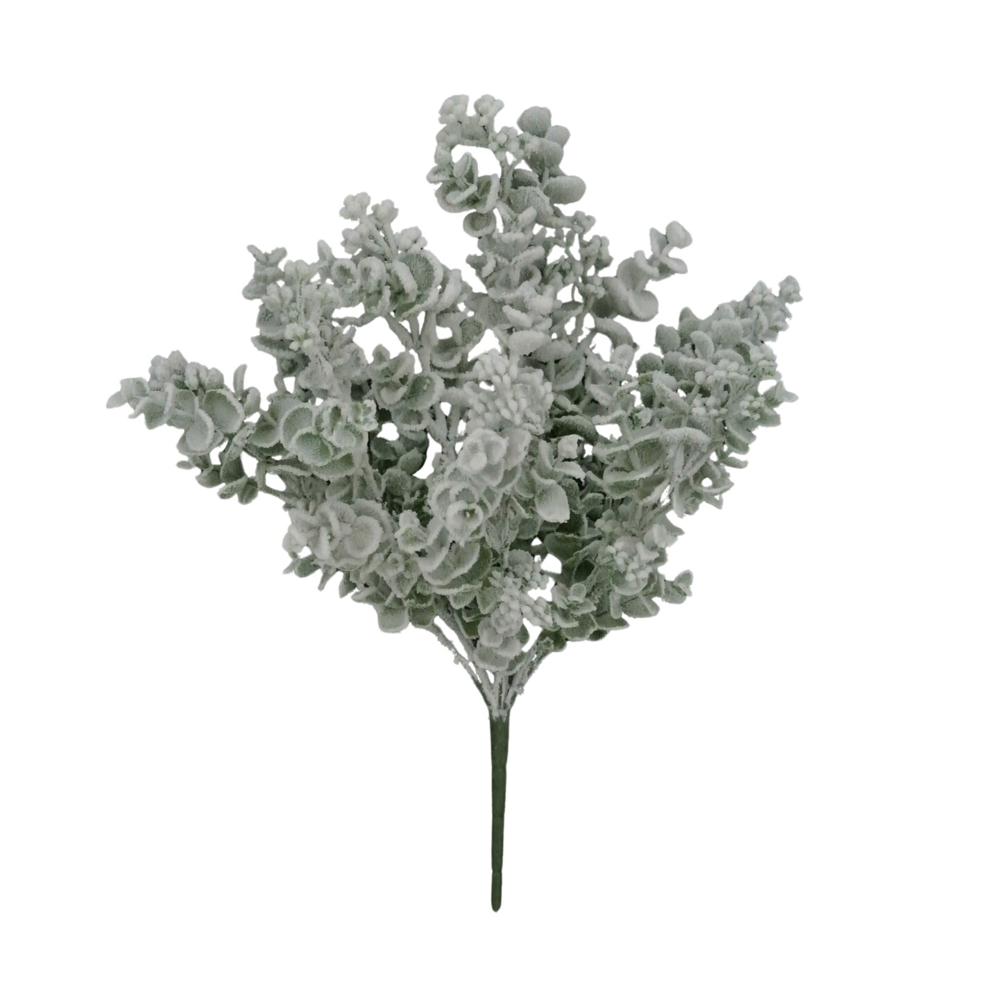 18&#x22; Artificial Snowy Eucalyptus Bush &#x2013; Frosted Winter Greenery Pick for Holiday Arrangements-85284