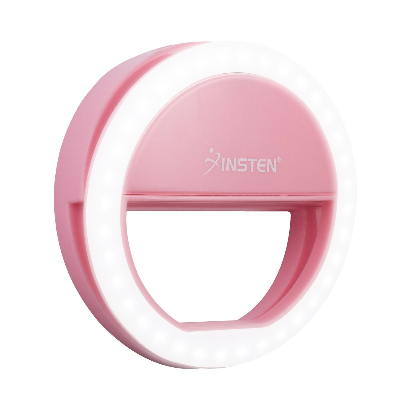 Insten 3&#x22; Mini LED Selfie Ring Light with Clip for Laptop Tablet Cell Phone Video, Dimmable, 36 Beads, Battery Powered, Pink