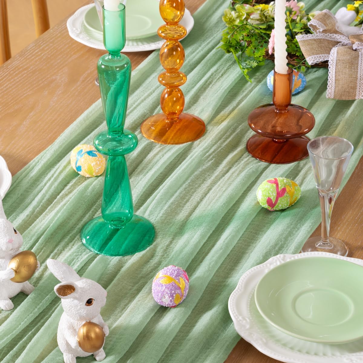 Sage Green Cheesecloth Table Runner Fall Thanksgiving Table Runner 120 inches