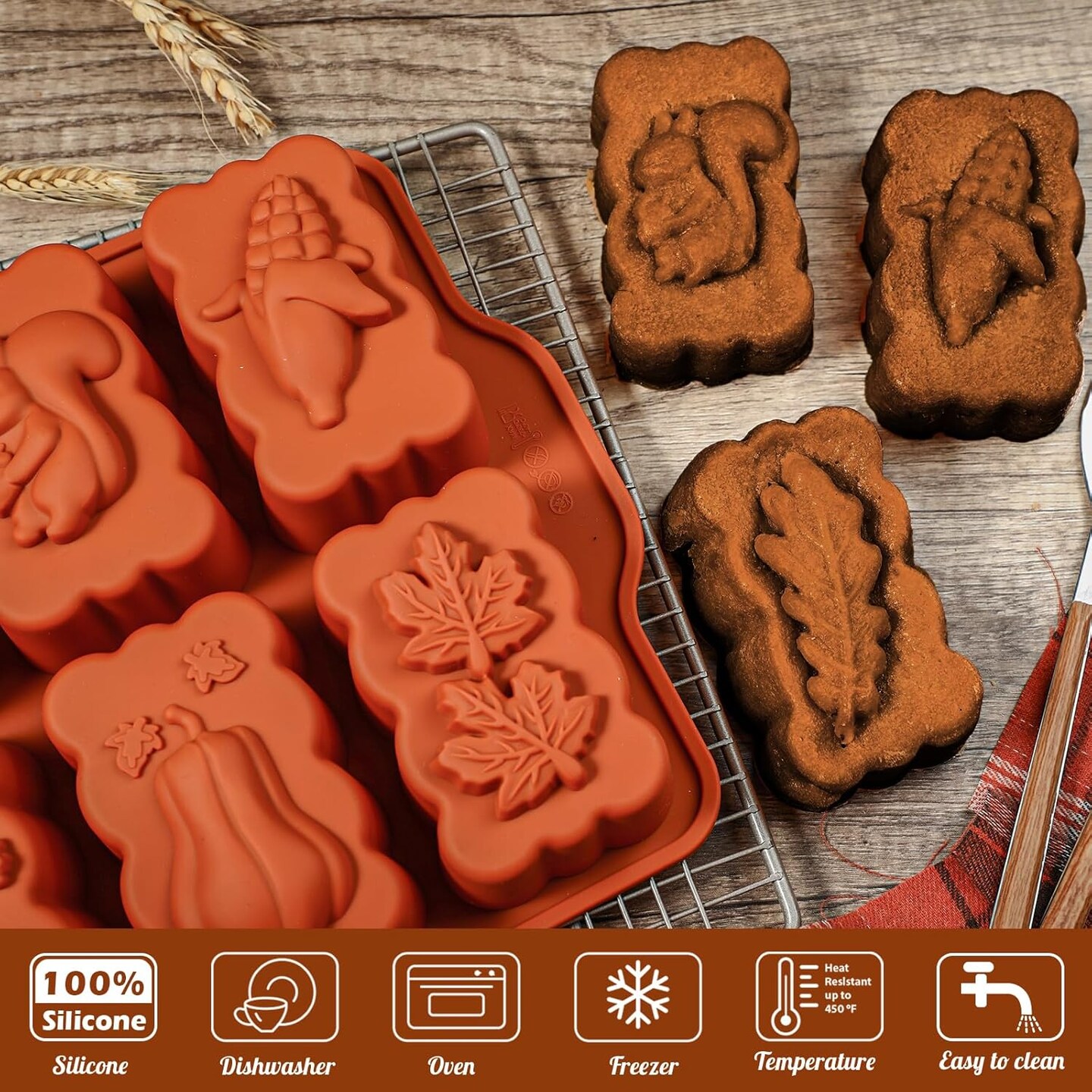 Silicone Harvest Mini Loaf Pan(Brick red)