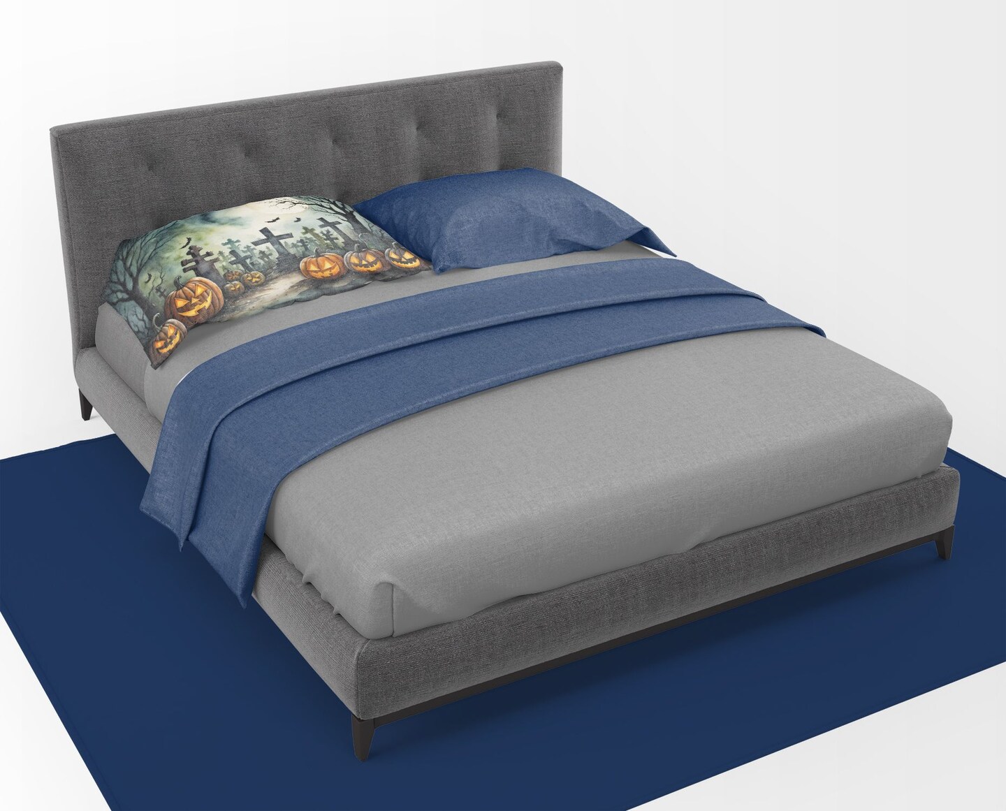 Graveyard Spooky Halloween Standard Pillowcase Lightweight Black-White Artistic Design