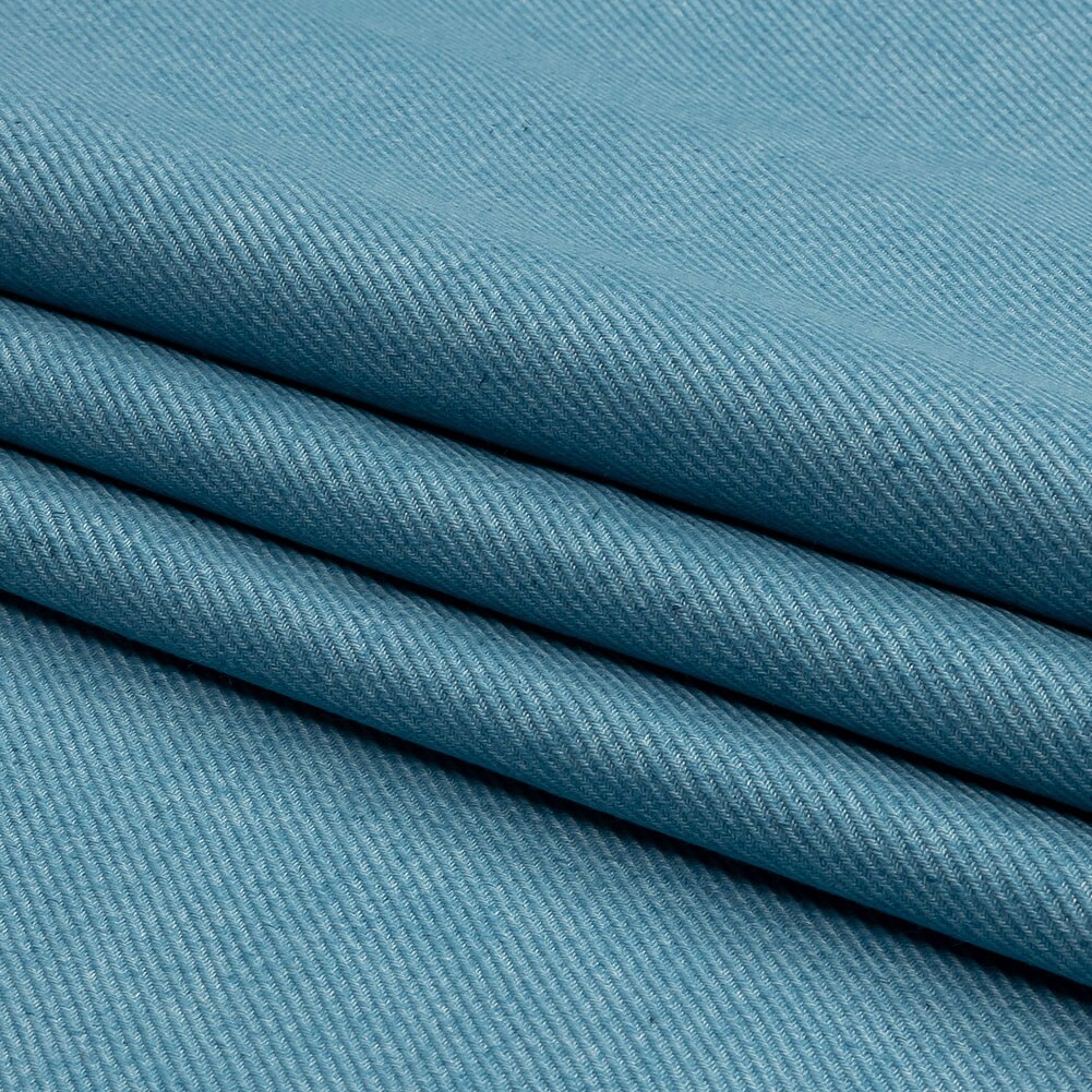 1 Yard Cool Blue Heathered Linen Cotton and Polyester Twill Fabric