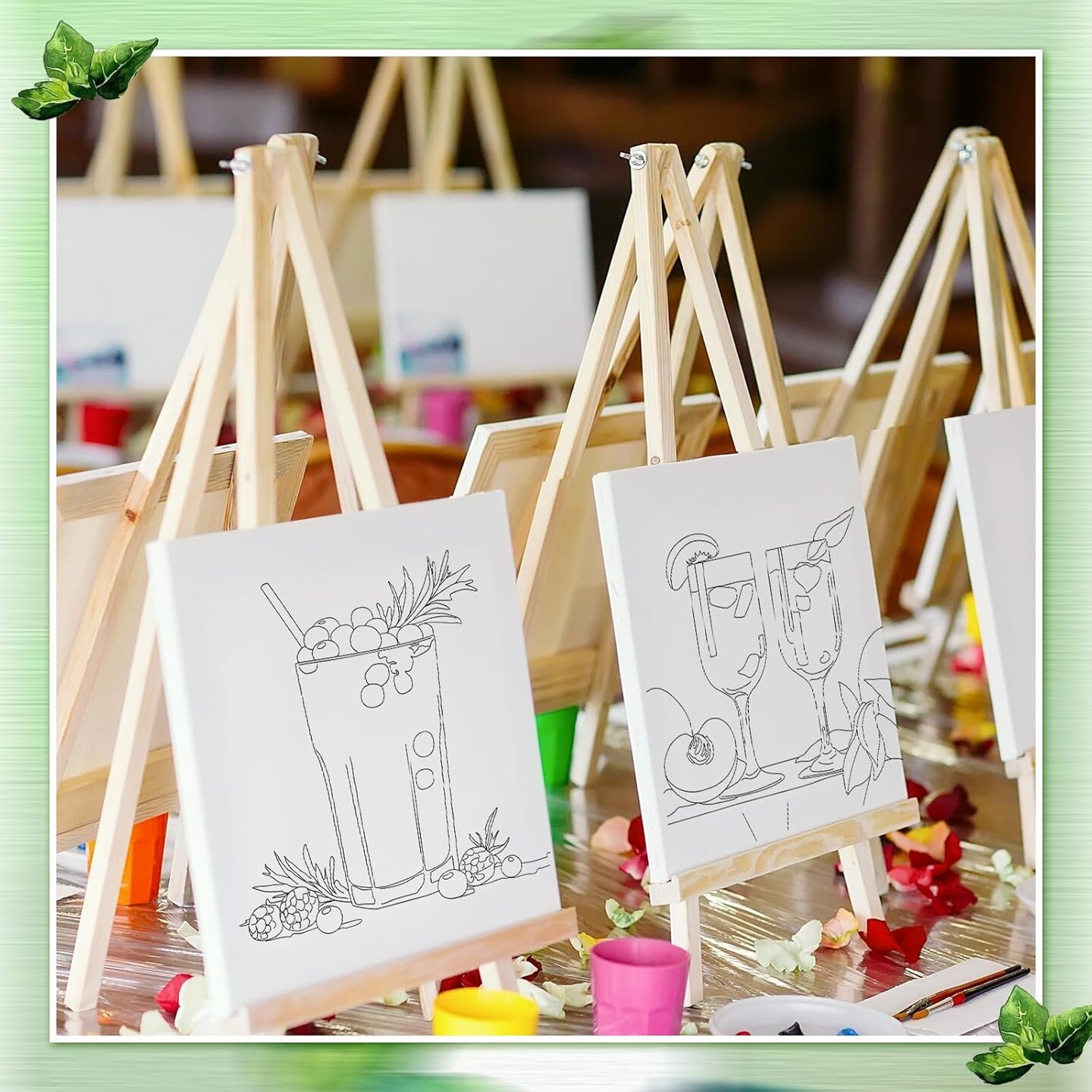 12 Pcs Pre Drawn Canvas for Painting for Adults 8 x 8 Inch Canvas Painting Kits Stretched