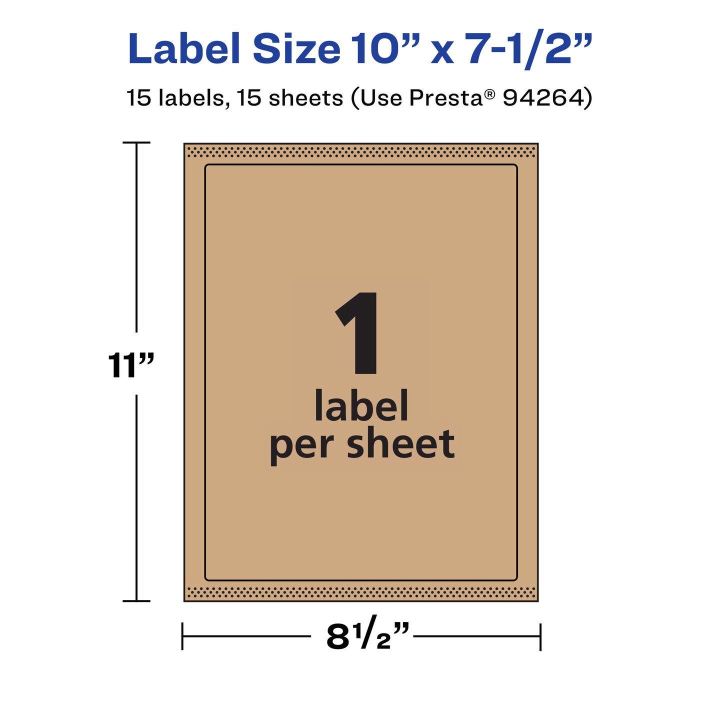 Avery Kraft Brown Rectangle Labels with Sure Feed, 10" x 7.5"