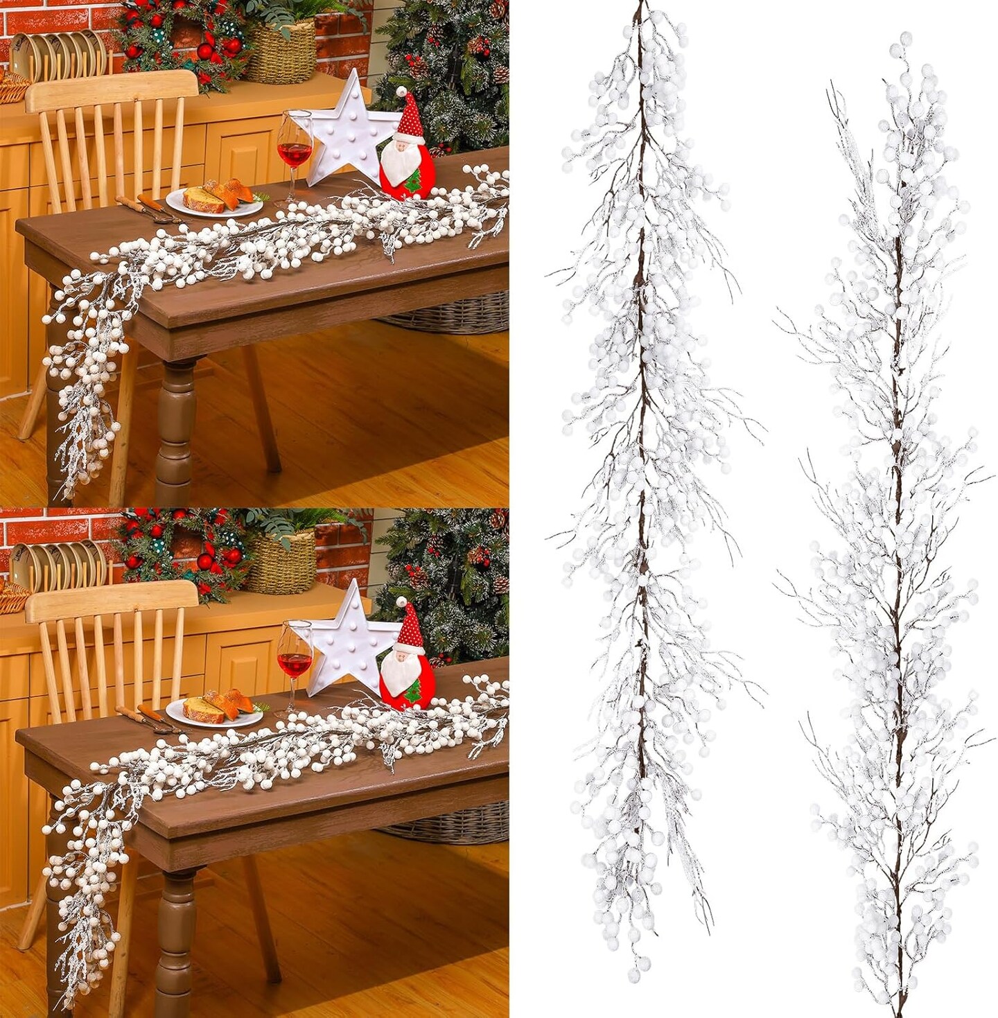 5 ft Christmas Berry Garland Christmas Tree Garland (White)