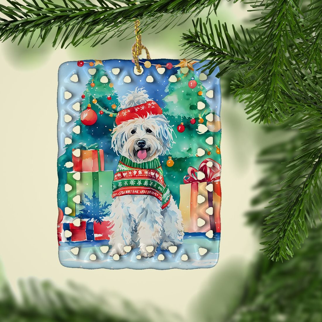 Edge Collections - 2.80" X 0.15" - Multicolor - Puli Christmas Porcelain Ornament Christmas - 1 Piece