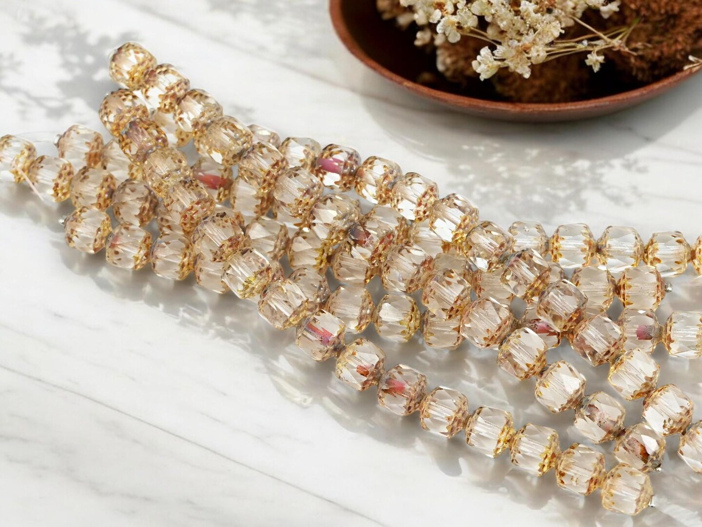 *15* 8mm Crystal Picasso Fire Polished Cathedral Beads