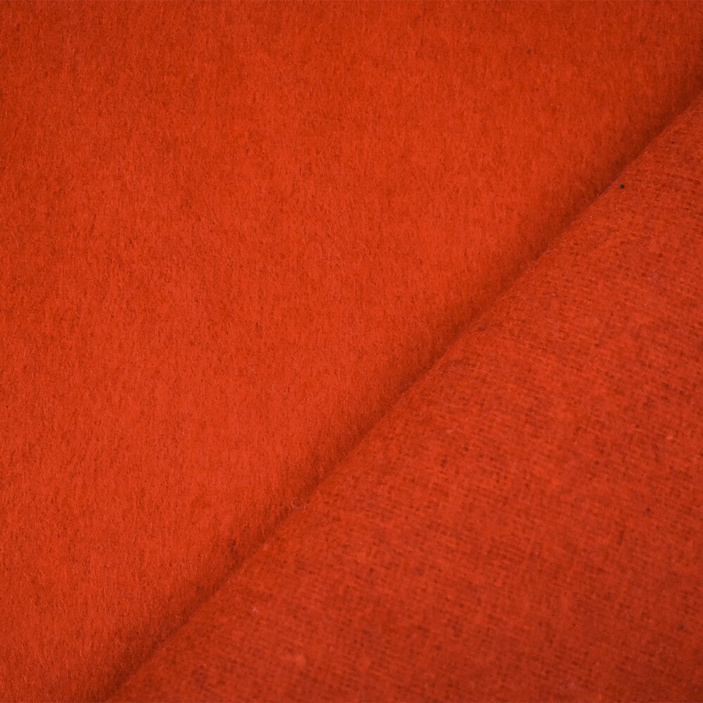 Orange Melton Wool-Poly Blend Solid Brush Double Woven Jacketing Fabric By the Yard