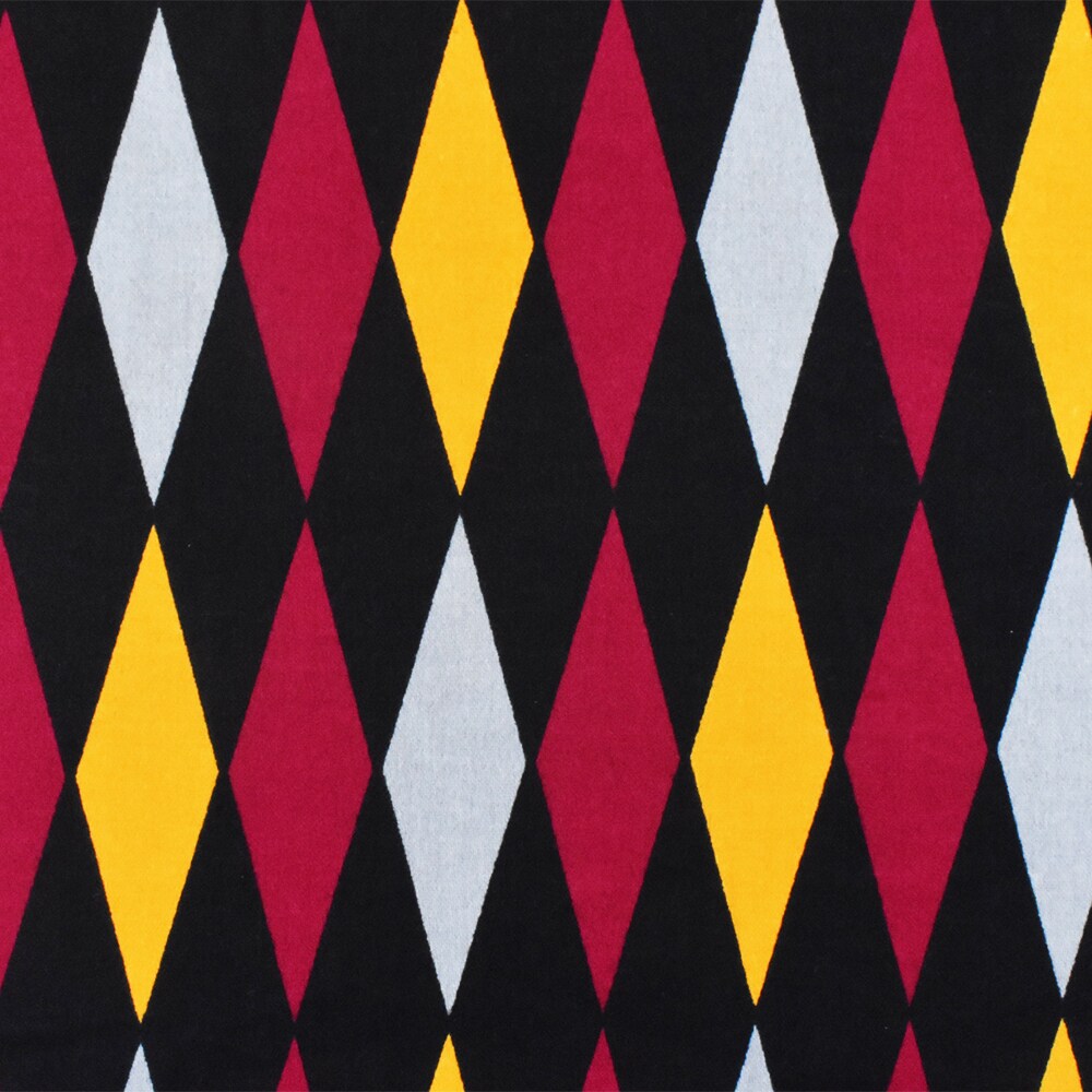 Red-Black-Multi Diamond Printed Stretch Cotton Spandex Twill Sateen Fabric By the Yard