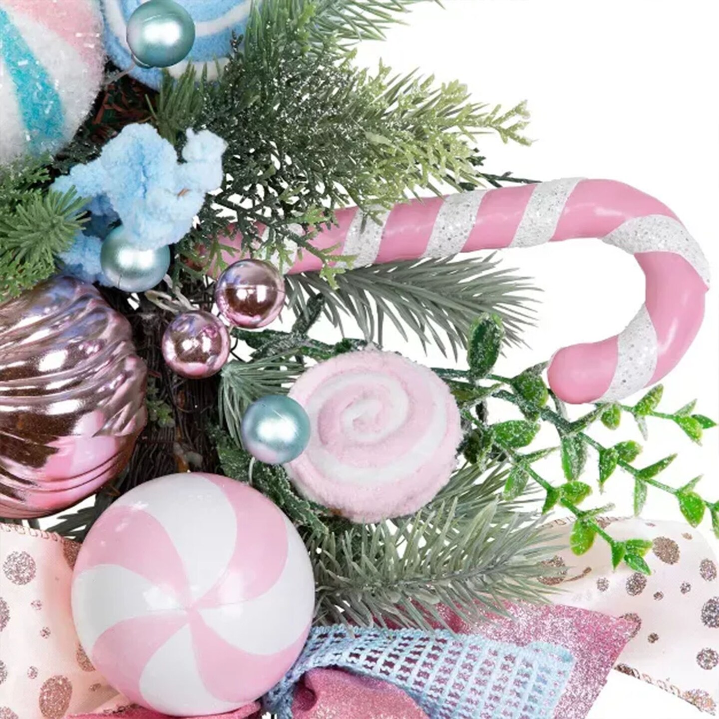 24&#x201D; Pastel Nutcracker &#x26; Candy Ornament Christmas Wreath