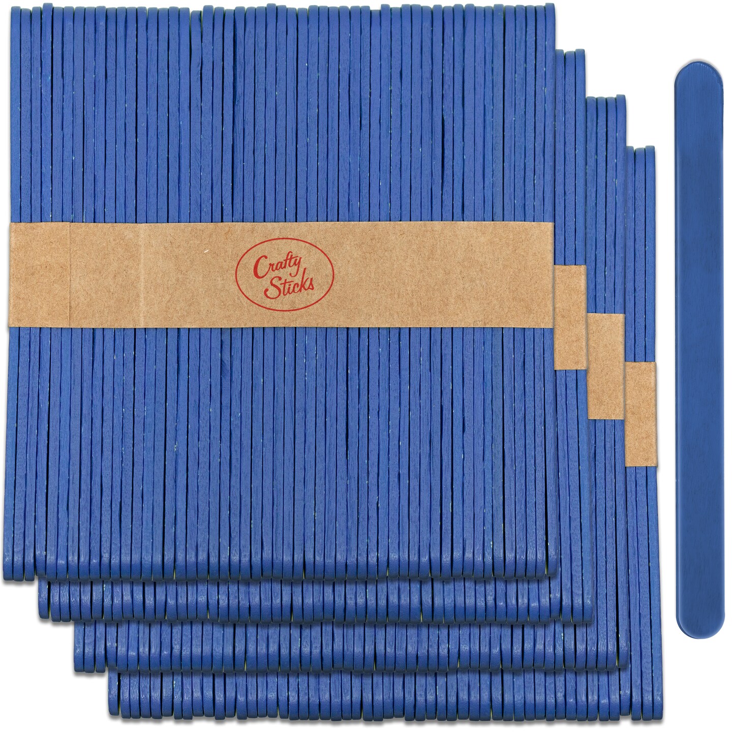 CraftySticks Colored Wood Craft Sticks 4.5 Inch, Red Orange Yellow Green Blue Purple White Black Pink Brown Popsicle Sticks