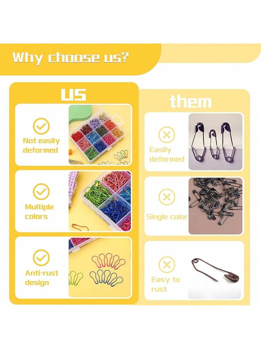 300 Pcs Crochet Markers, Metal Markers for Knitting and Crocheting,Markers Knitting And Crocheting, Safety Pins Fabric And Paper