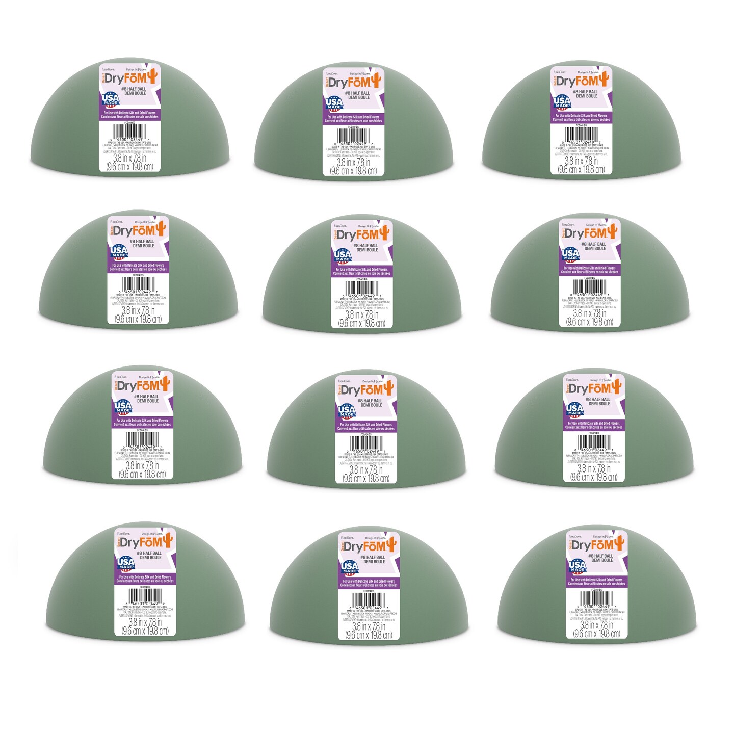 Multipack of 12 - FloraCraft Floral Desert DryFoM Half Ball-3.8"X7.8"