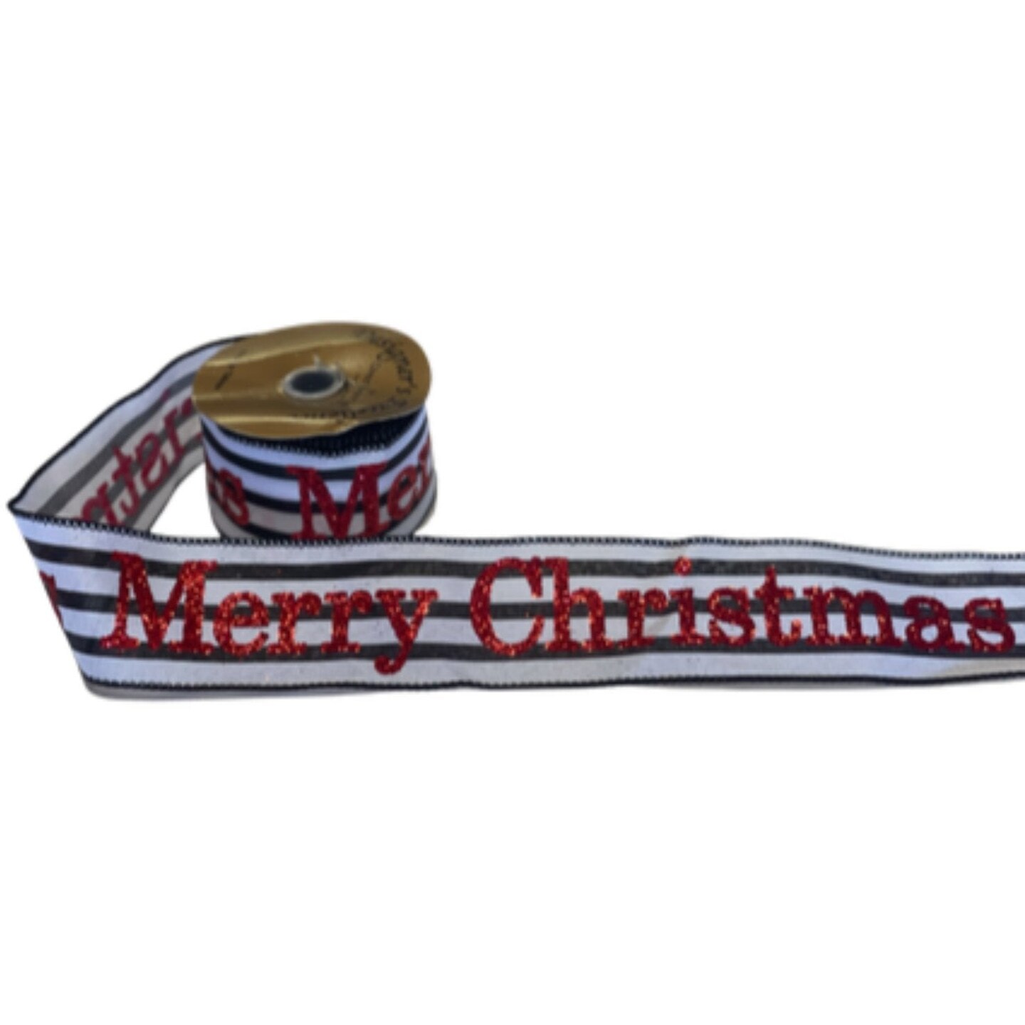 2.5&#x22; Merry Christmas Ribbon: Black/White