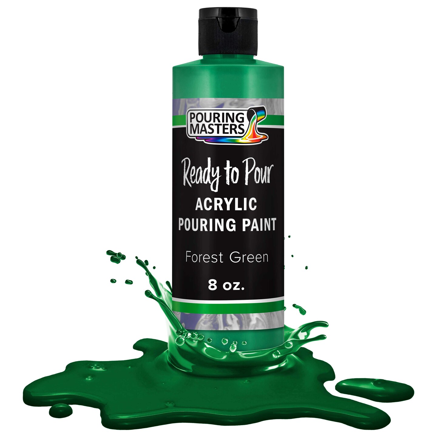 Pouring Masters Forest Green Ready to Pour Acrylic Pouring Paint - Premium 8-Ounce Pre-Mixed Fluid Acrylic Paint - Fluid Art Supplies for Canvas, Wood, Paper, Tile &#x26; Rocks