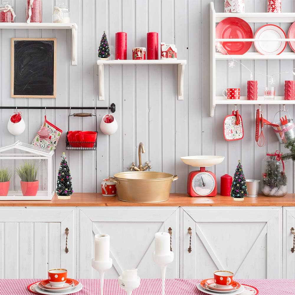 3 Pack Artificial Mini Tabletop Christmas Trees (Multicolor) 4"D x 0.2"W x 2"H