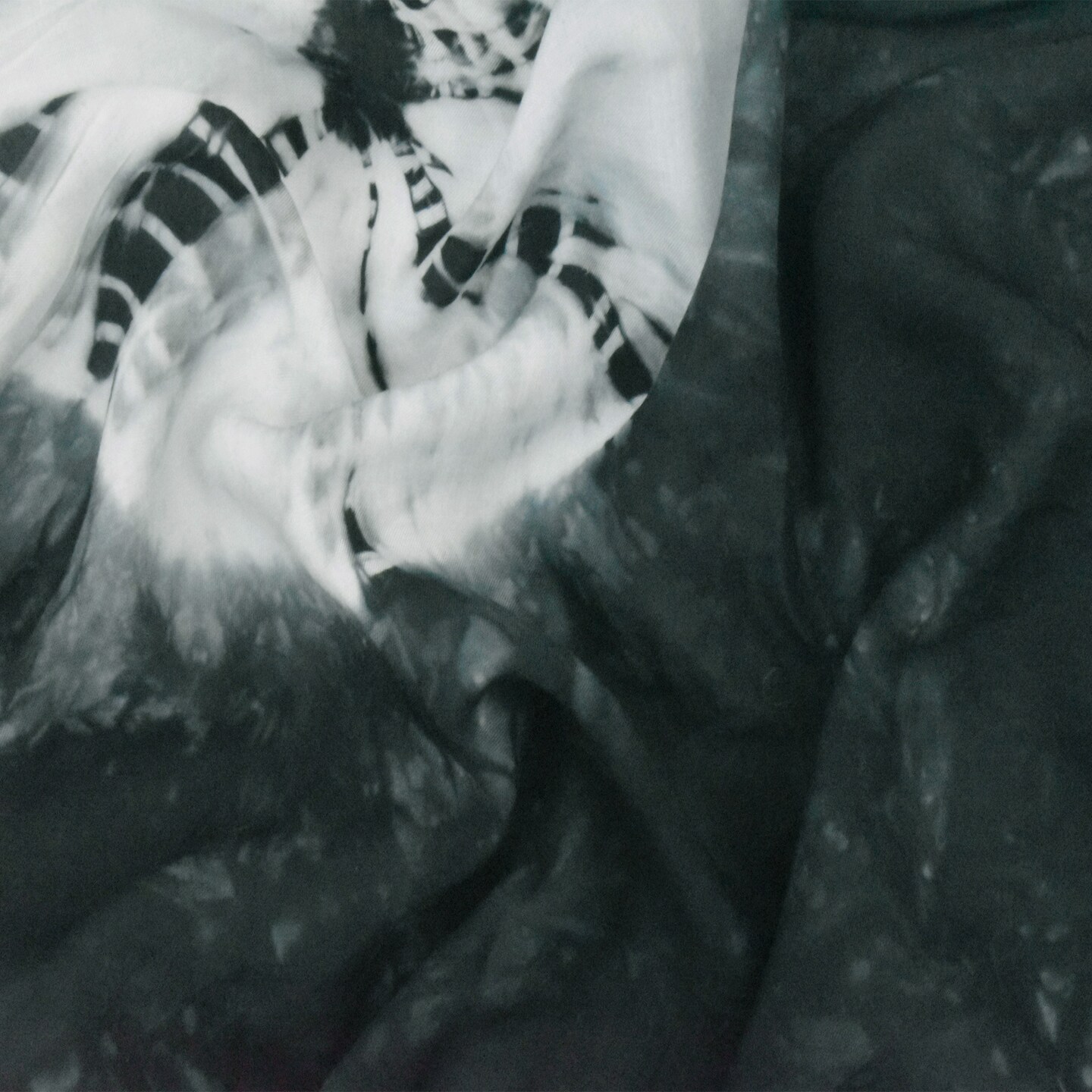 Black-Gray-White Famous Designer Tie Dye Printed Rayon Challis Fabric By the Yard