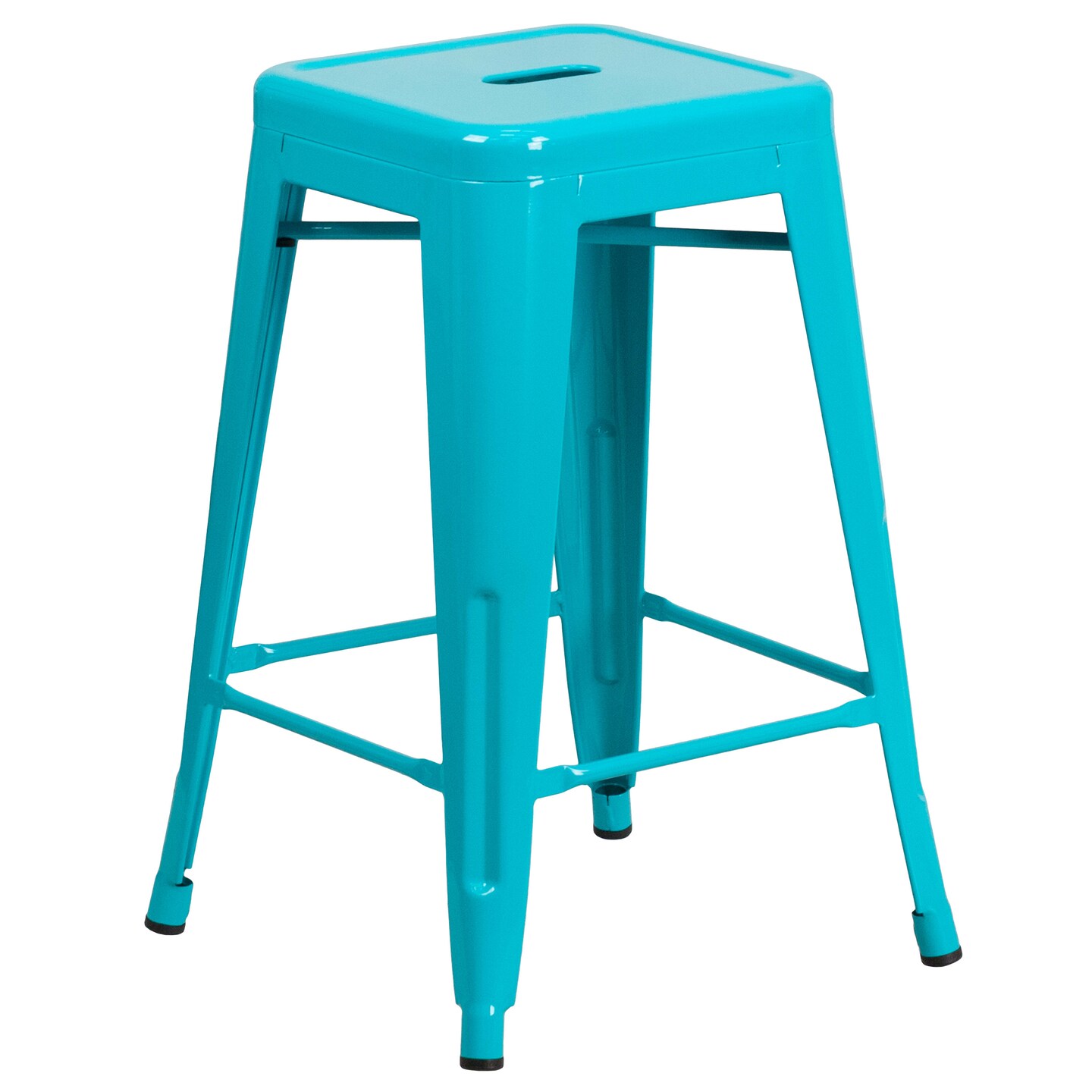 Merrick Lane Newark Series Backless Metal Stool with Square Seat for Indoor-Outdoor Use