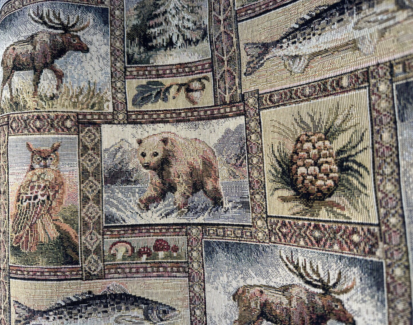1 Yard Upholstery Tapestry Fabric Wildlife Bear Moose Rustic Golden 62% Cotton 38% Polyester 56 Inch Width