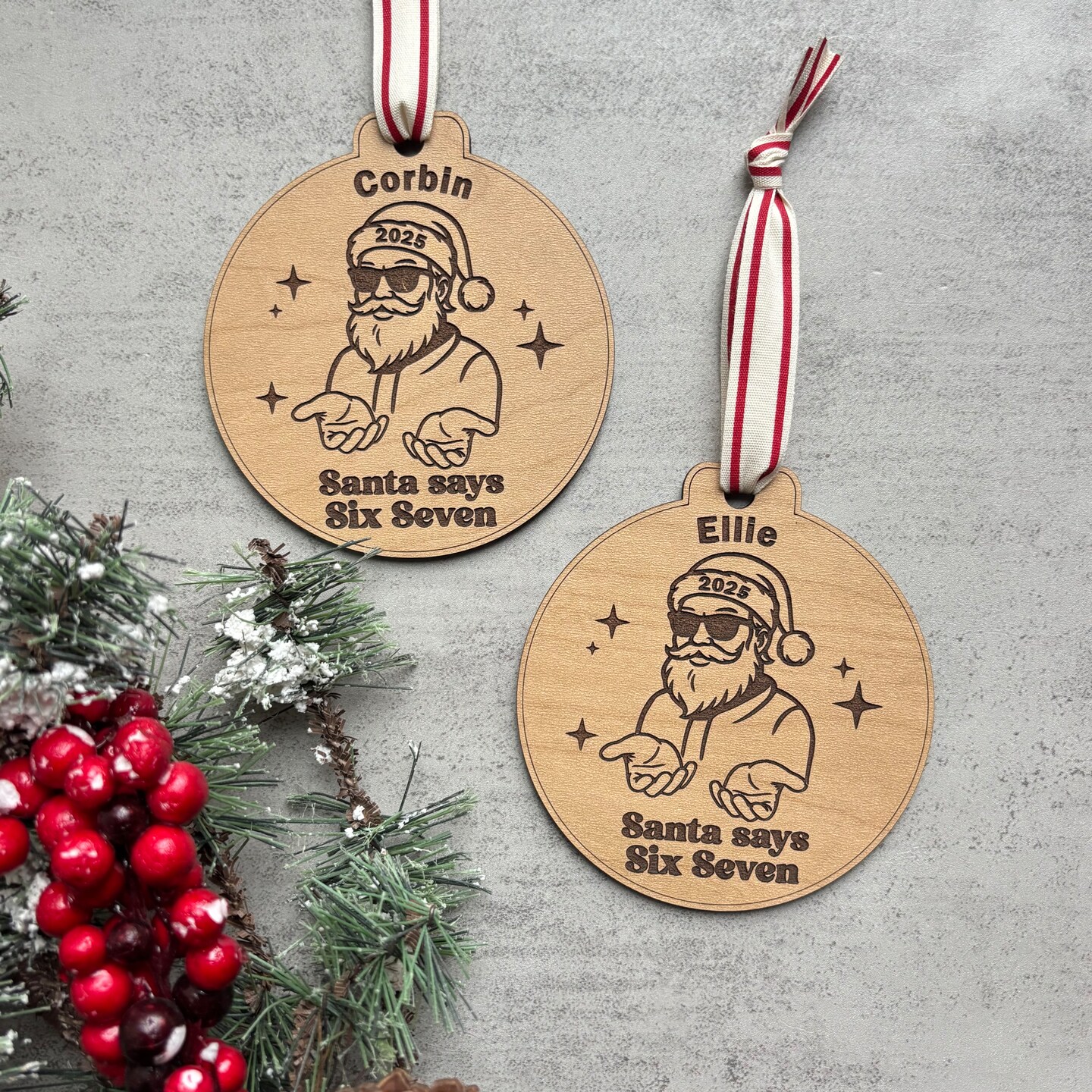6-7 Santa Ornament, Christmas Ornament, Six Seven Funny Holiday